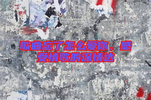 歌曲忘了怎么愛你，感受情歌的深情達(dá)