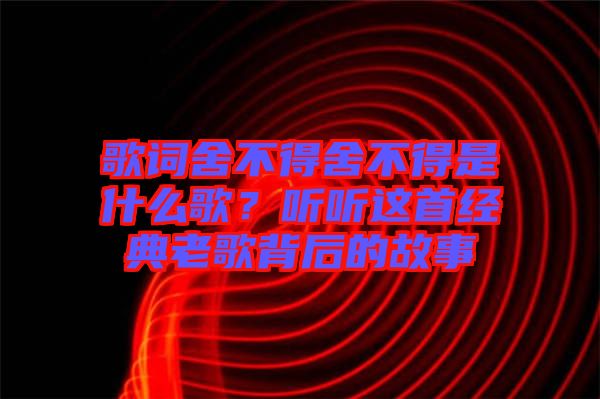 歌詞舍不得舍不得是什么歌？聽聽這首經(jīng)典老歌背后的故事