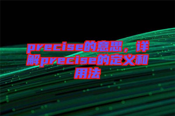 precise的意思，詳解precise的定義和用法