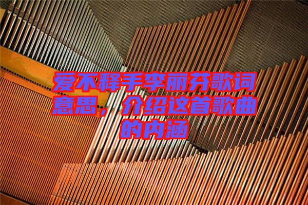 愛不釋手李麗芬歌詞意思，介紹這首歌曲的內(nèi)涵