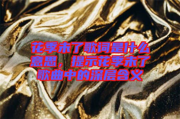 花季未了歌詞是什么意思，提示花季未了歌曲中的深層含義