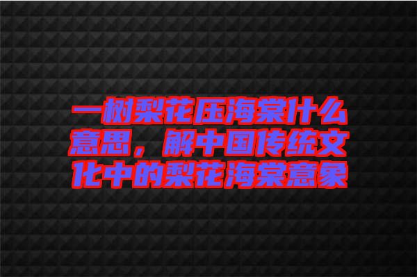 一樹梨花壓海棠什么意思，解中國傳統(tǒng)文化中的梨花海棠意象