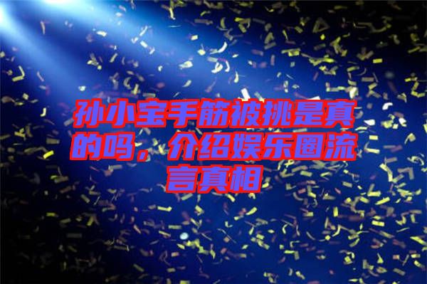 孫小寶手筋被挑是真的嗎，介紹娛樂圈流言真相