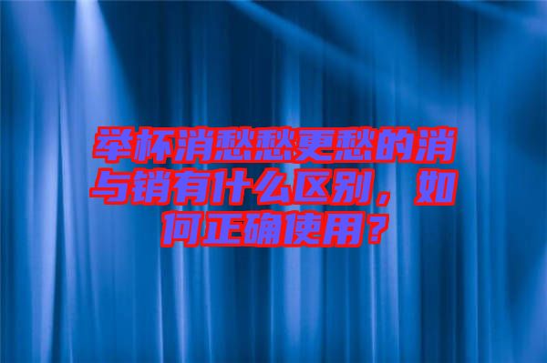舉杯消愁愁更愁的消與銷有什么區(qū)別，如何正確使用？