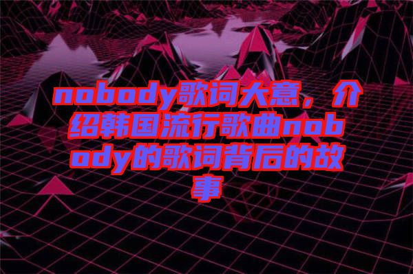 nobody歌詞大意，介紹韓國流行歌曲nobody的歌詞背后的故事