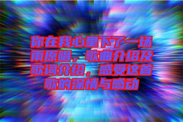 你在我心里下了一場雨原唱，歌曲介紹及歌詞介紹，感受這首歌的深情與感動