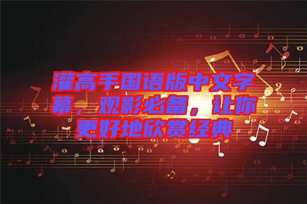 灌高手國(guó)語版中文字幕，觀影必備，讓你更好地欣賞經(jīng)典