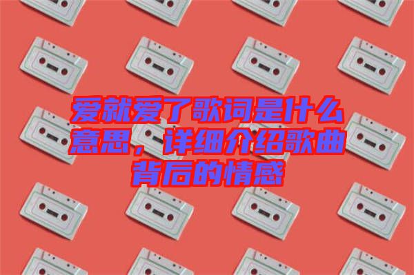 愛就愛了歌詞是什么意思，詳細(xì)介紹歌曲背后的情感