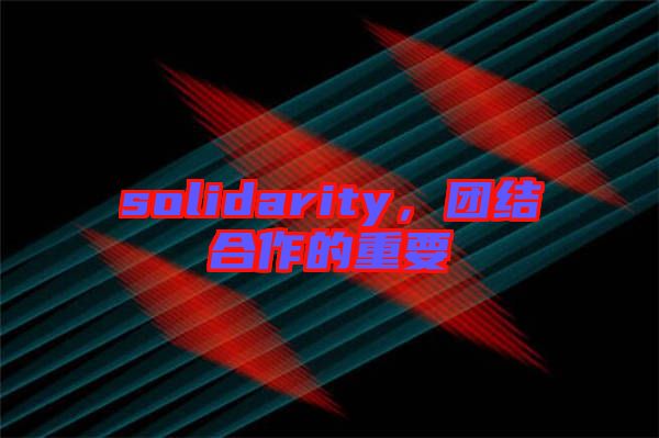solidarity，團(tuán)結(jié)合作的重要