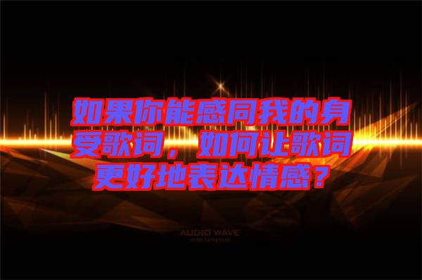 如果你能感同我的身受歌詞，如何讓歌詞更好地表達(dá)情感？