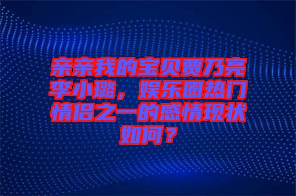 親親我的寶貝賈乃亮李小璐，娛樂(lè)圈熱門情侶之一的感情現(xiàn)狀如何？