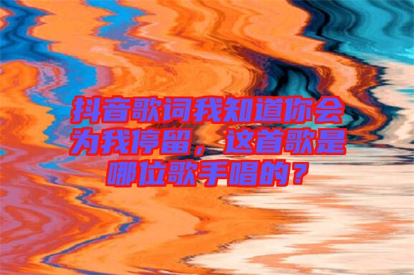 抖音歌詞我知道你會(huì)為我停留，這首歌是哪位歌手唱的？