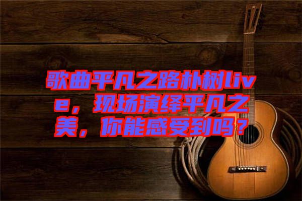 歌曲平凡之路樸樹live，現(xiàn)場演繹平凡之美，你能感受到嗎？