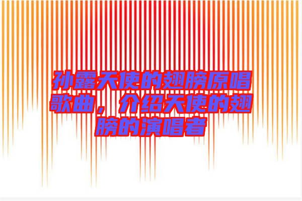 孫露天使的翅膀原唱歌曲，介紹天使的翅膀的演唱者