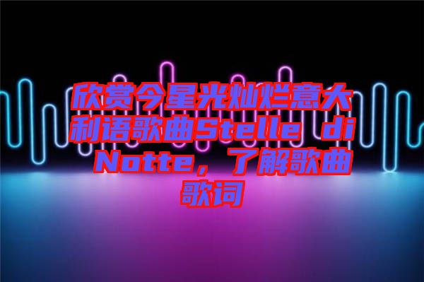 欣賞今星光燦爛意大利語歌曲Stelle di Notte，了解歌曲歌詞