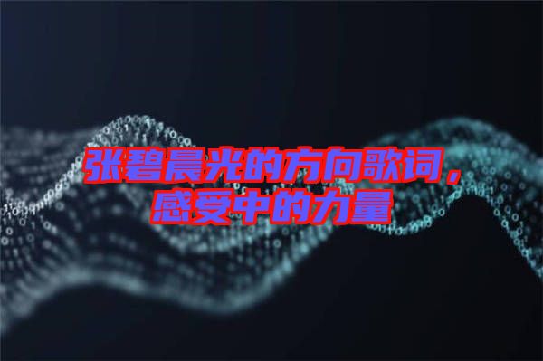 張碧晨光的方向歌詞，感受中的力量