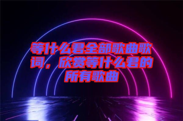 等什么君全部歌曲歌詞，欣賞等什么君的所有歌曲