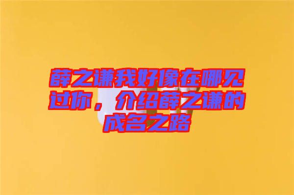 薛之謙我好像在哪見過你，介紹薛之謙的成名之路