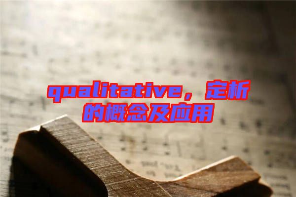 qualitative，定析的概念及應(yīng)用