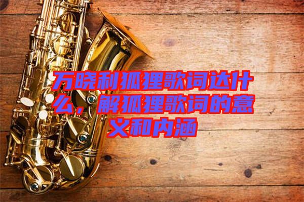 萬曉利狐貍歌詞達什么，解狐貍歌詞的意義和內涵