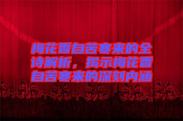 梅花香自苦寒來的全詩解析，揭示梅花香自苦寒來的深刻內(nèi)涵