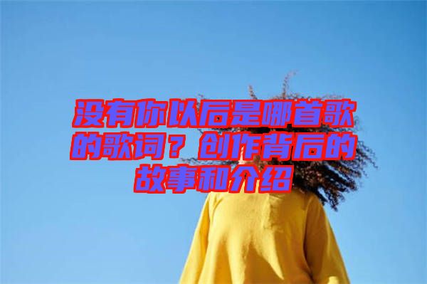 沒有你以后是哪首歌的歌詞？創(chuàng)作背后的故事和介紹
