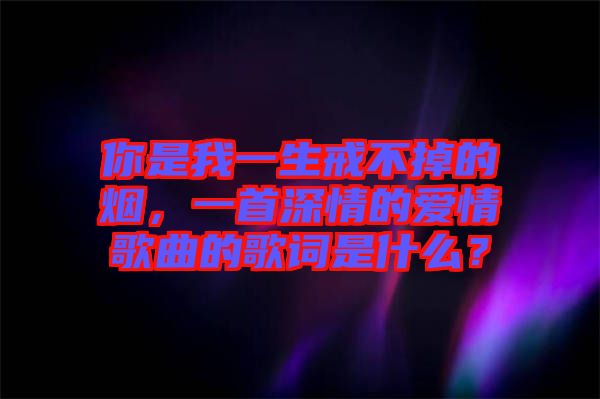 你是我一生戒不掉的煙，一首深情的愛情歌曲的歌詞是什么？