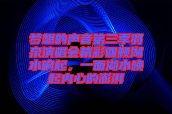 夢(mèng)想的聲音第三季羽泉演唱會(huì)精彩回顧湖水響起，一面湖水喚起內(nèi)心的澎湃