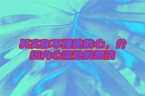 其實你不懂他的心，介紹內(nèi)心深處的想法