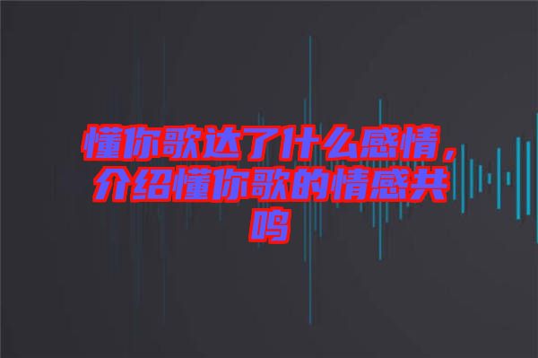 懂你歌達(dá)了什么感情，介紹懂你歌的情感共鳴