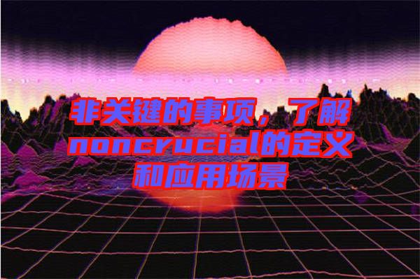 非關(guān)鍵的事項，了解noncrucial的定義和應(yīng)用場景