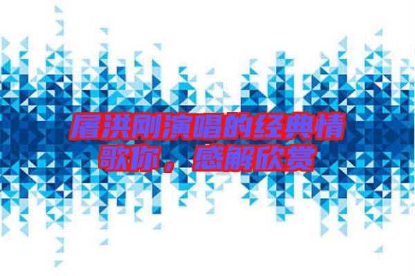 屠洪剛演唱的經(jīng)典情歌你，感解欣賞