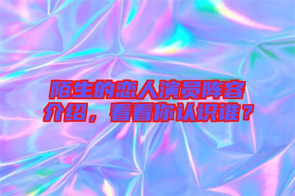 陌生的戀人演員陣容介紹，看看你認(rèn)識(shí)誰(shuí)？