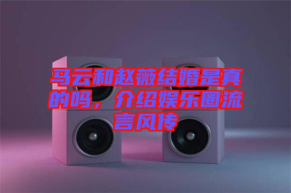 馬云和趙薇結(jié)婚是真的嗎，介紹娛樂圈流言風(fēng)傳