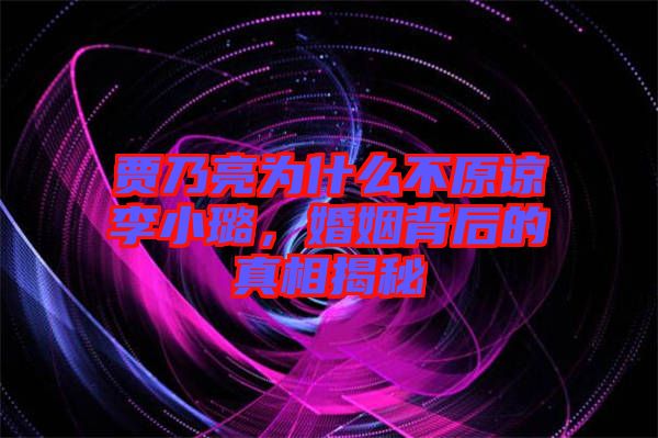 賈乃亮為什么不原諒李小璐，婚姻背后的真相揭秘