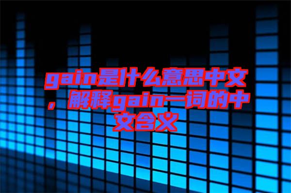 gain是什么意思中文，解釋gain一詞的中文含義