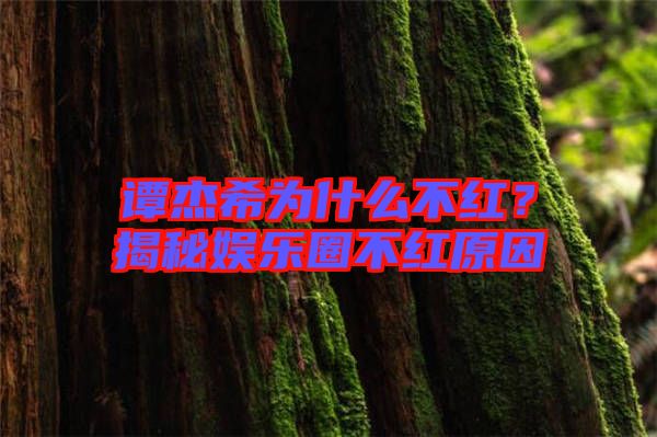 譚杰希為什么不紅？揭秘娛樂圈不紅原因
