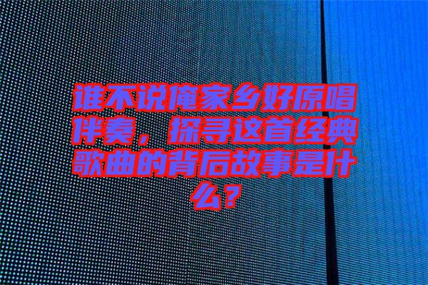 誰不說俺家鄉(xiāng)好原唱伴奏，探尋這首經(jīng)典歌曲的背后故事是什么？