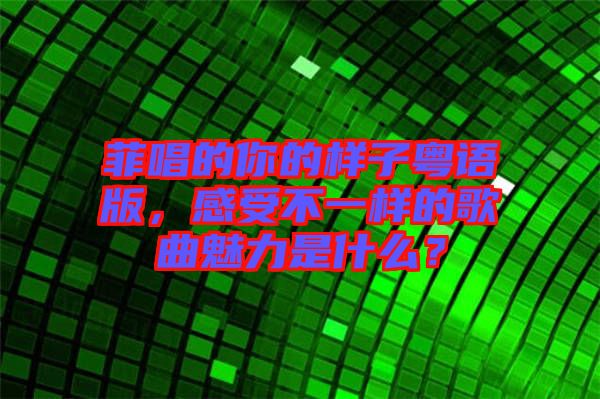 菲唱的你的樣子粵語版，感受不一樣的歌曲魅力是什么？