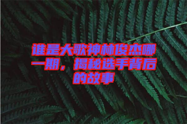 誰(shuí)是大歌神林俊杰哪一期，揭秘選手背后的故事