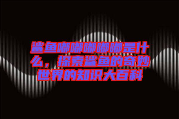 鯊魚嘟嘟嘟嘟嘟是什么，探索鯊魚的奇妙世界的知識大百科