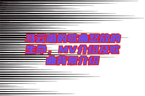 馬云唱的歌曲怒放的生命，MV介紹及歌曲背景介紹