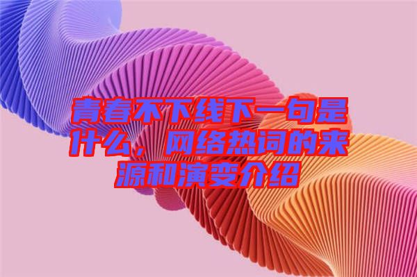 青春不下線下一句是什么，網絡熱詞的來源和演變介紹