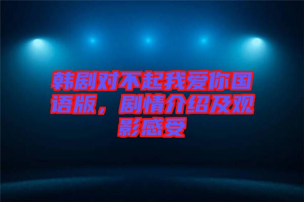 韓劇對(duì)不起我愛你國語版，劇情介紹及觀影感受