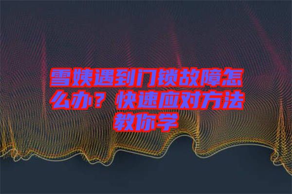 雪姨遇到門鎖故障怎么辦？快速應對方法教你學