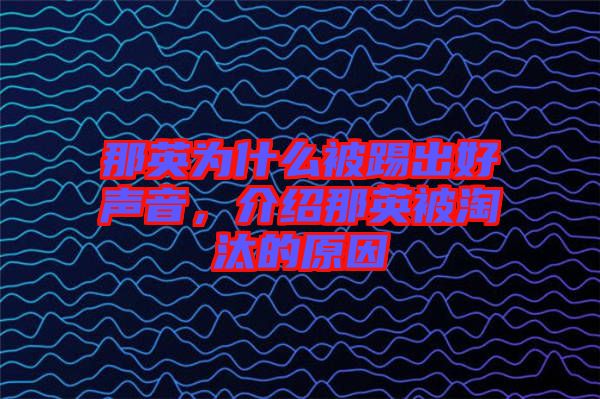 那英為什么被踢出好聲音，介紹那英被淘汰的原因