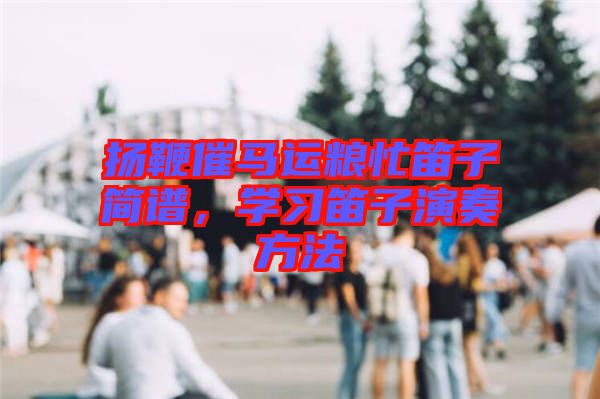 揚鞭催馬運糧忙笛子簡譜，學習笛子演奏方法